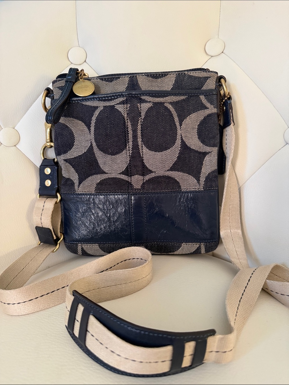COACH Vintage 1941 DENIM Crossbody Bag  Crossbody Bag in Navy and Beige